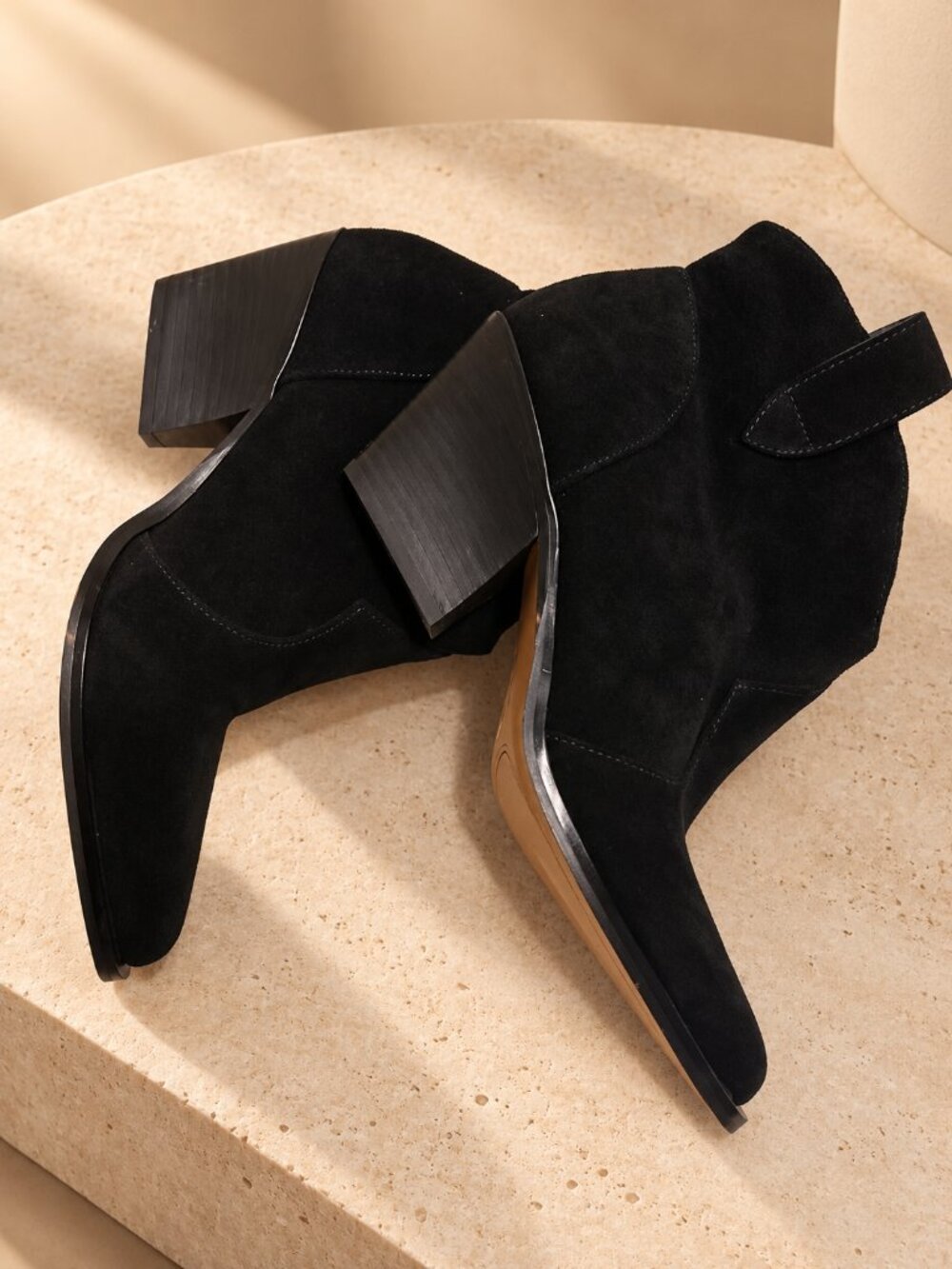 Jessica Simpson Zadie Black Suede Western Pointed Toe Booties Size 8.5